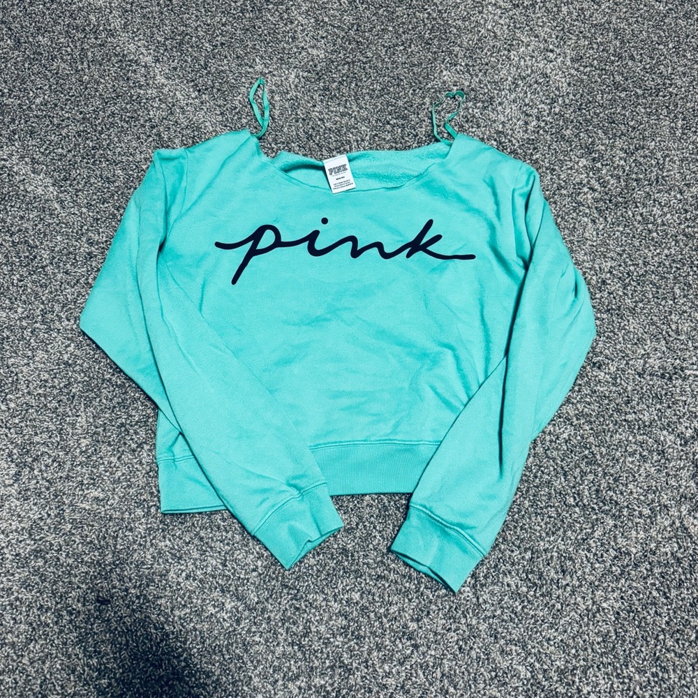 Victoria's Secret Green Cropped Sweatshirt Long Sleeve